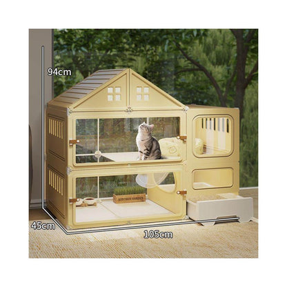 豪華全能貓別墅｜自帶一體式隱藏貓砂盆，超大自由活動空間室內貓籠，多功能家用大型貓別墅