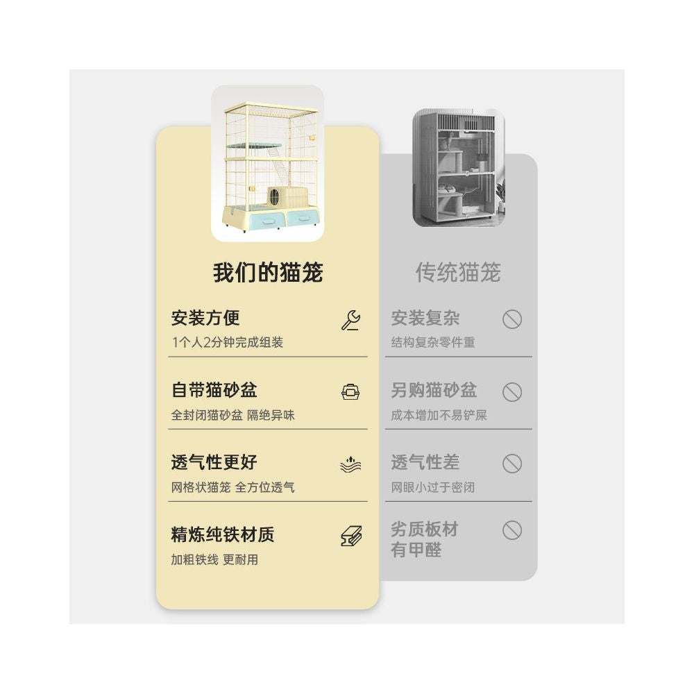 Wink Honey Cat Cage Cat Villa with Toilet Integrated Home Indoor Large Free Space Cat Nest Cat Cabinet image 5