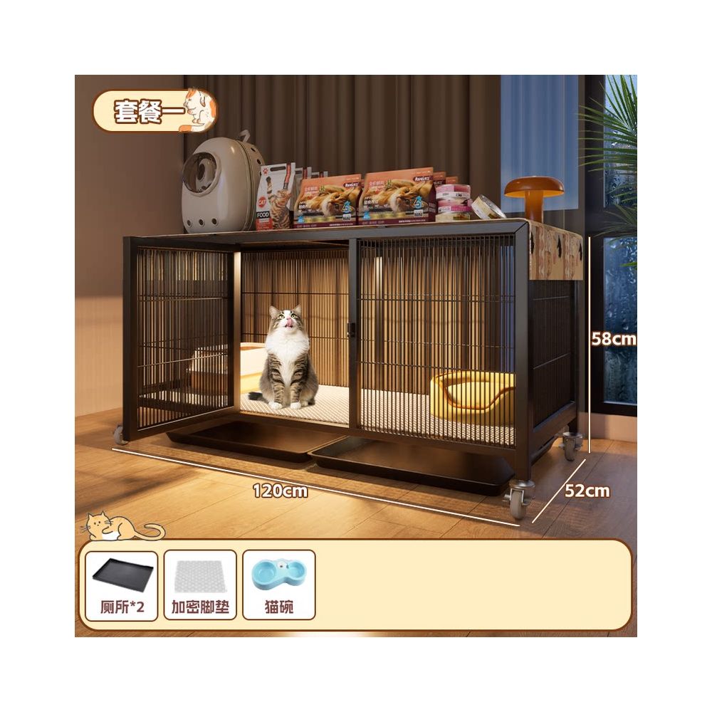 實木豪華貓別墅｜自帶隱藏式貓砂盆，小坪數首選「低佔地、大空間」室內貓櫃，幼貓成貓通用多層貓屋
