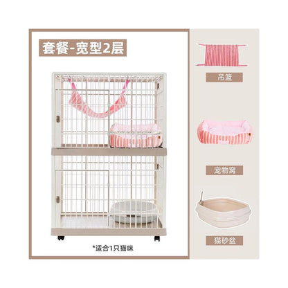 【IRIS 愛麗思】豪華雙層樹脂貓籠｜室內超大空間貓別墅，不生鏽靜音樹脂貓屋，家用多層大空間寵物別墅