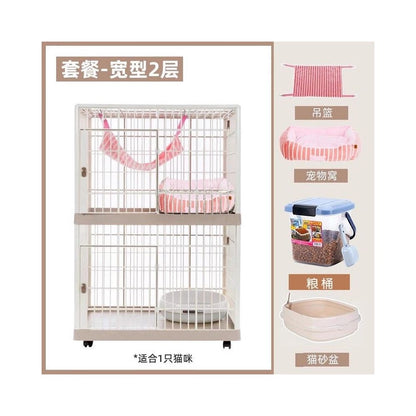 【IRIS 愛麗思】豪華雙層樹脂貓籠｜室內超大空間貓別墅，不生鏽靜音樹脂貓屋，家用多層大空間寵物別墅