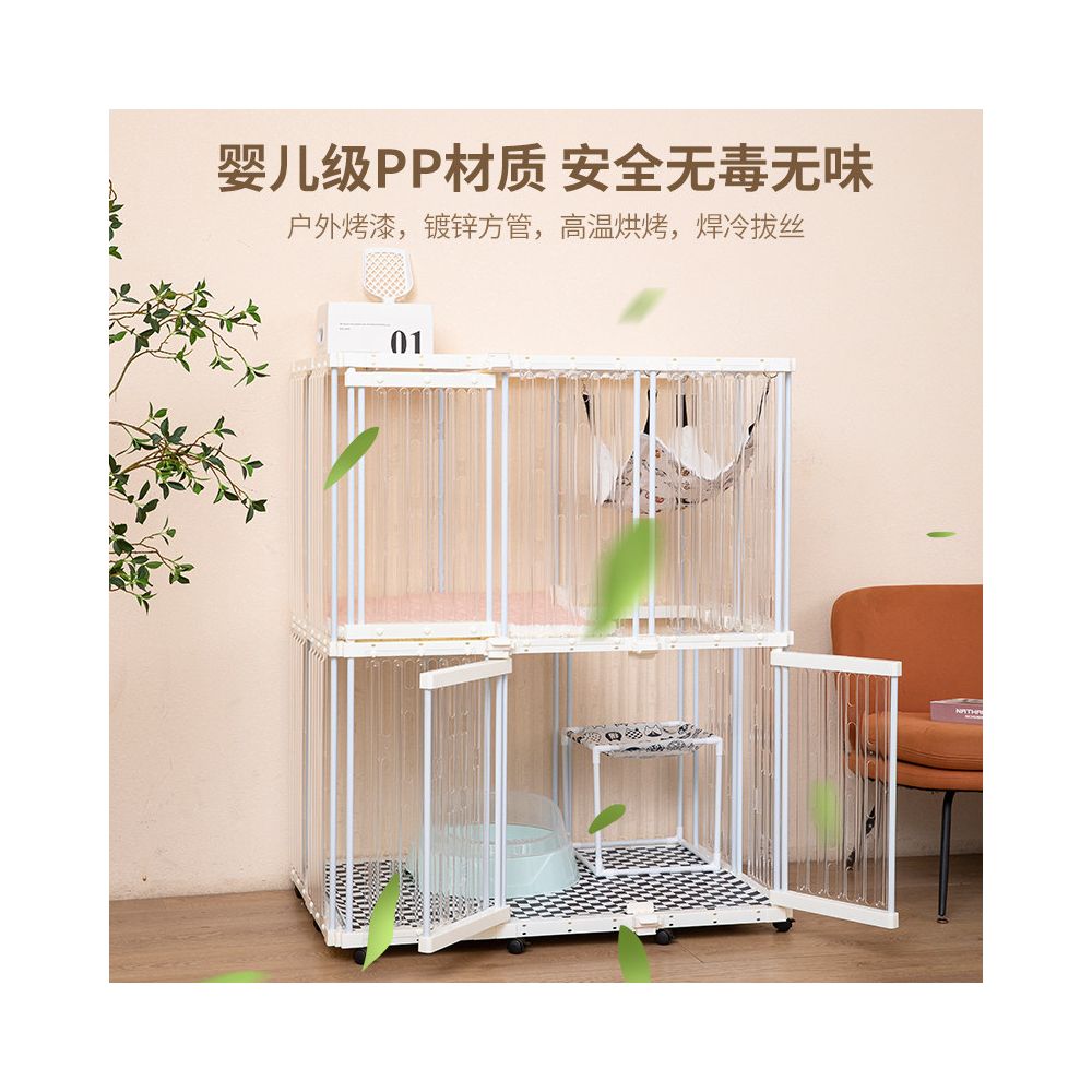 Transparent cat cage for home use indoor villa style extra large free space cat house cat nest integrated image 2