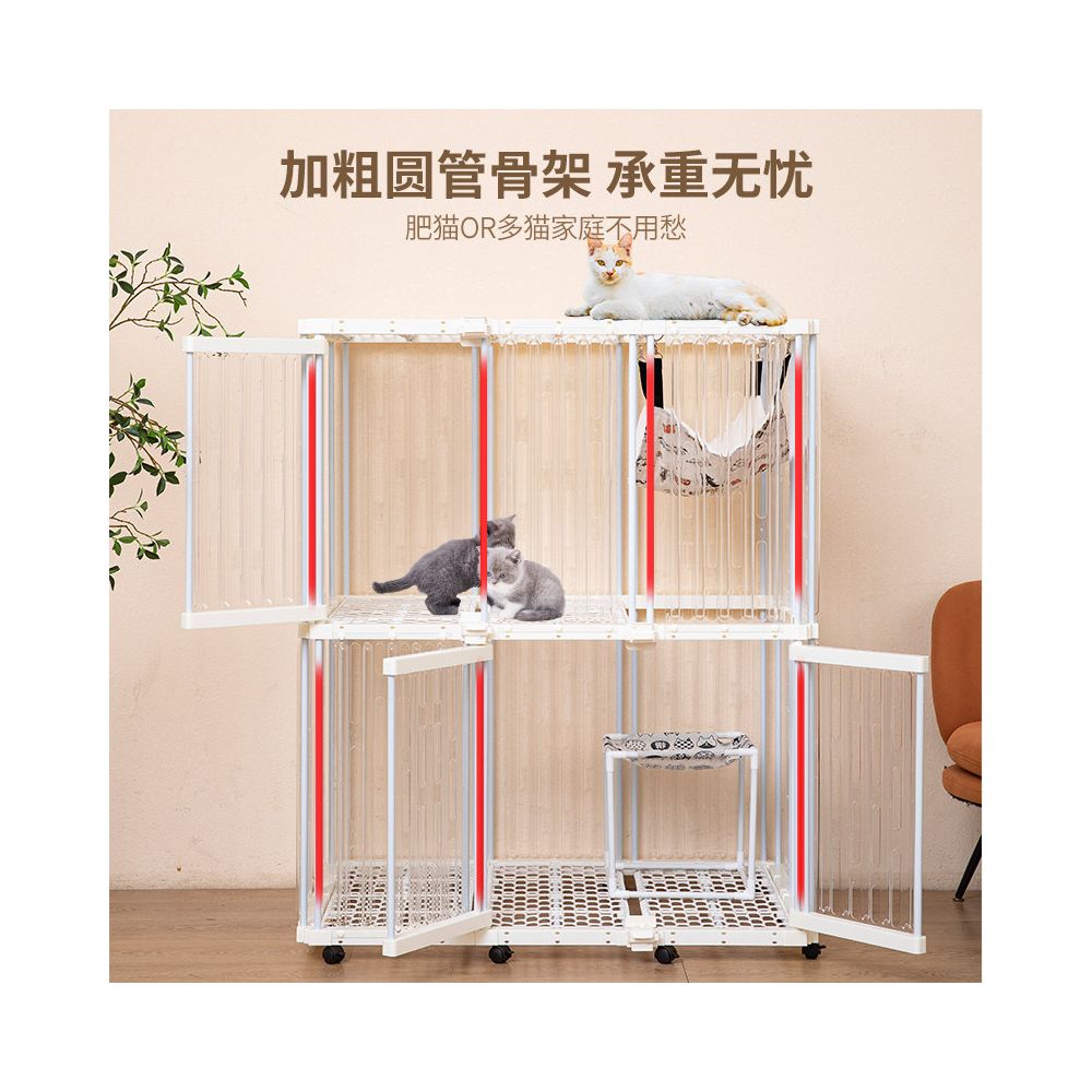 Transparent cat cage for home use indoor villa style extra large free space cat house cat nest integrated image 3