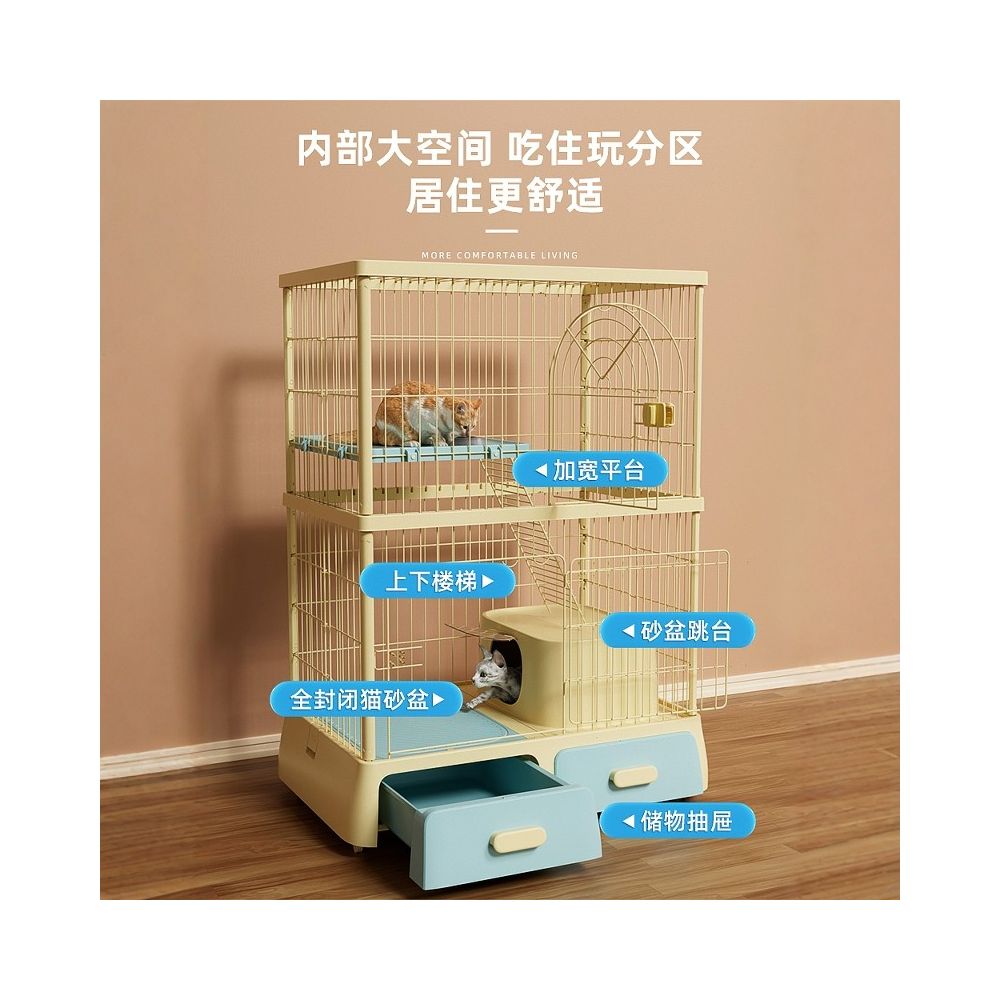 Cat cage litter box integrated cat house cat villa with toilet indoor cat home pet cat house space saving image 3