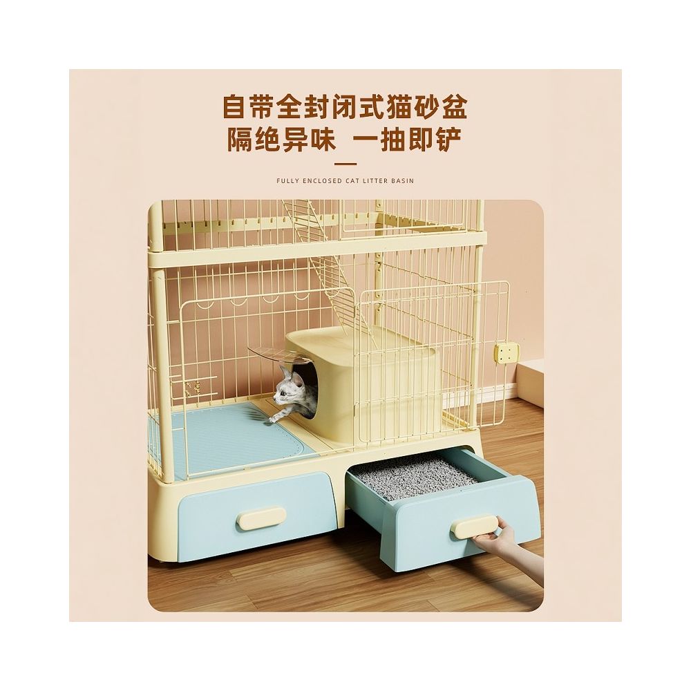 Cat cage litter box integrated cat house cat villa with toilet indoor cat home pet cat house space saving image 4