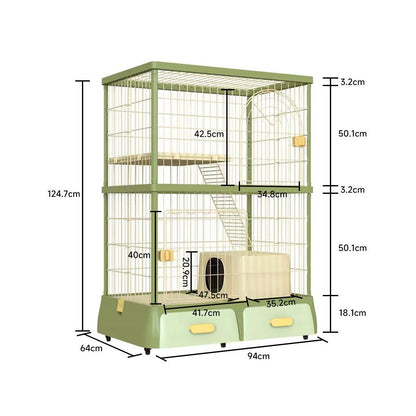 一體化貓砂盆貓別墅｜自帶隱藏式廁所，室內超大空間貓屋，多功能省空間貓櫃別墅