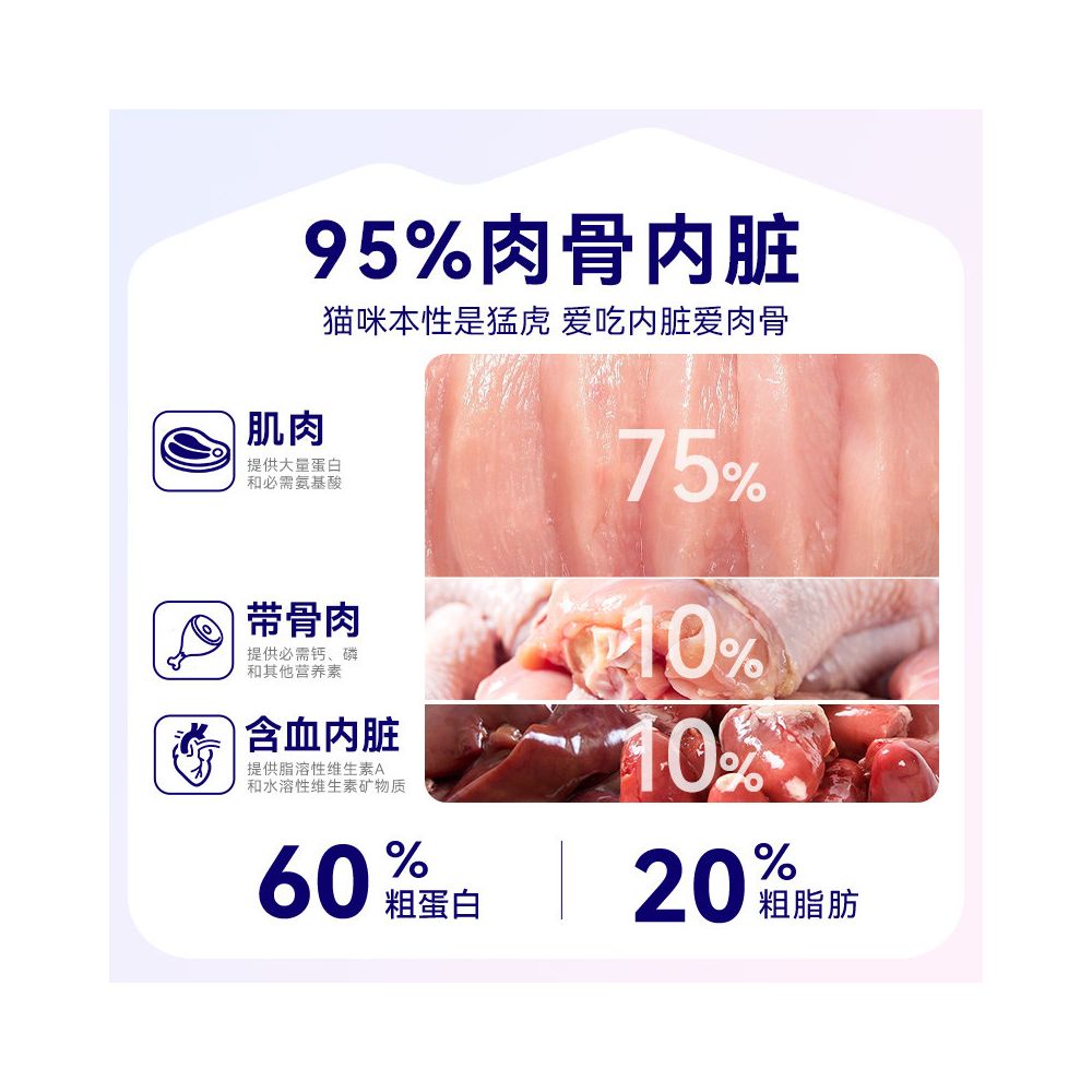 Maifudi Barf Cat Food Freeze Dried Snacks for Kittens Raw Bone and Meat Main Food Freeze Dried Chicken Beef Cat Food image 2