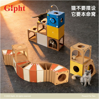 Gipht module creative cat climbing frame simple style double layer design customizable cat villa image 5
