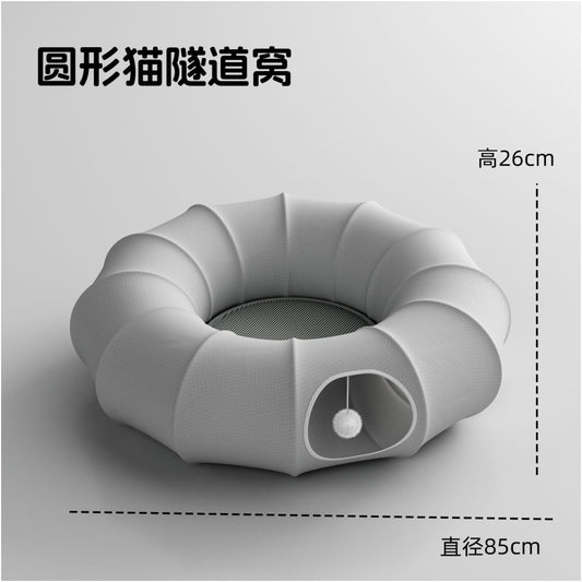 【POPO】貓咪隧道迷宮｜室內行為豐容益智玩具，封閉式躲避屋與清爽夏季貓窩