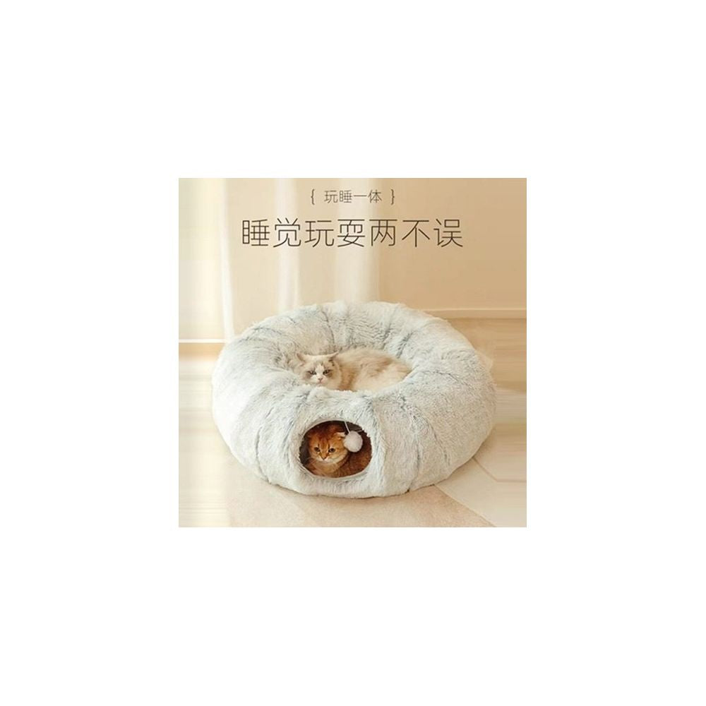 Tunnel plush cat nest pet cat plush pet nest foldable cat channel four season cat nest milk cat warm S image 1