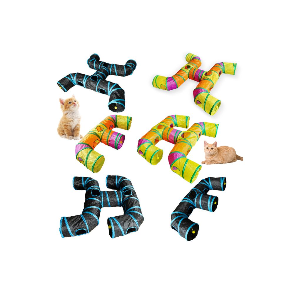 Petko Pet Cat Tunnel Multi Cat Interactive Rainbow Channel Large Foldable Cat Toy Drilling Cat Channel image 3