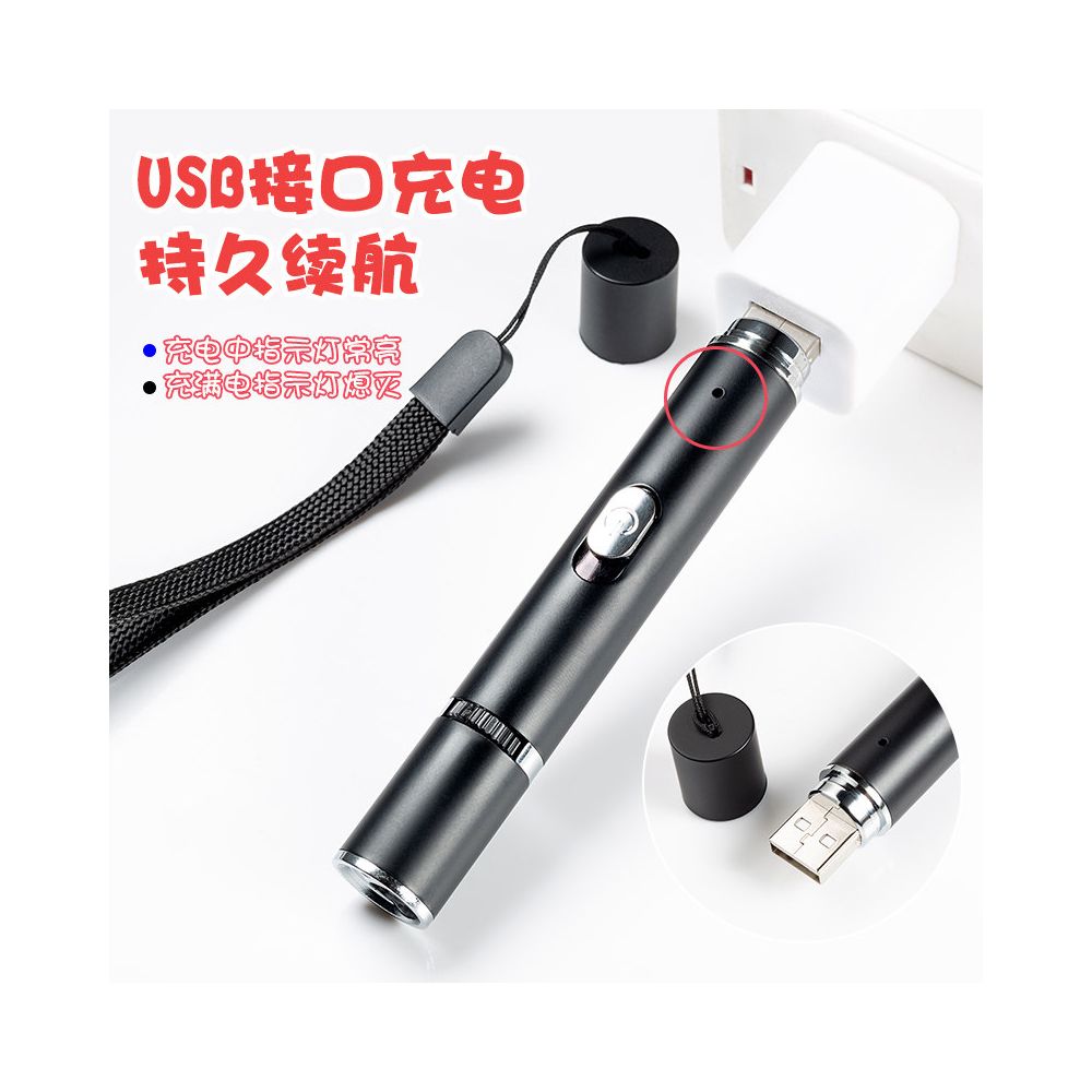 Laser pen cat teasing stick Wood s purple light cat moss detection infrared flashlight laser spotlight aurora machine far beam shooting pen indicator pen USB charging pet multifunctional cat toy image 3