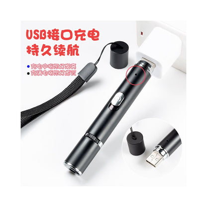 Laser pen cat teasing stick Wood s purple light cat moss detection infrared flashlight laser spotlight aurora machine far beam shooting pen indicator pen USB charging pet multifunctional cat toy image 3