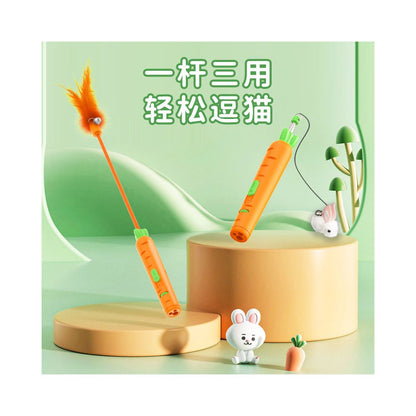 Cat teasing laser pen USB charging cat toy with good quality cat teasing stick rope laser light for cats to consume physical energy image 4