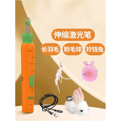 【二合一功能】USB 充電激光逗貓棒｜帶繩激光一體設計、室內貓物理放電神器（貓咪互動自嗨玩具、消耗精力舒壓工具，高品質耐用貓用品）