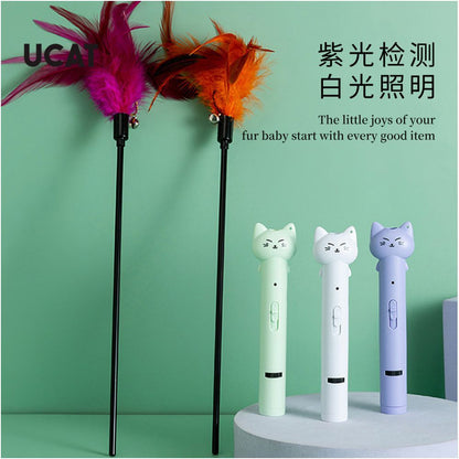UCAT Cat Toy Laser Teasing Stick Cat Toy USB Laser Feather Self Relaxation Teasing Pen Back image 4