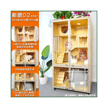 【Cat Queen 貓后】實木雙層貓別墅｜戶外防水漆多層貓屋，可客製化豪華貓籠（室內外通用貓別墅、高品質木製貓窩，多貓家庭首選空間）