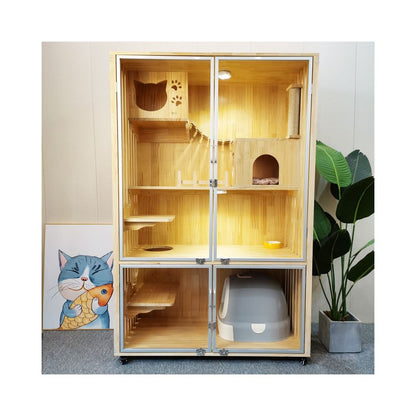 【Cat Queen 貓后】實木雙層貓別墅｜戶外防水漆多層貓屋，可客製化豪華貓籠（室內外通用貓別墅、高品質木製貓窩，多貓家庭首選空間）