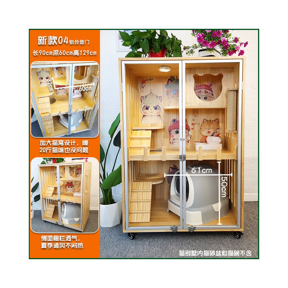 【Cat Queen 貓后】實木雙層貓別墅｜戶外防水漆多層貓屋，可客製化豪華貓籠（室內外通用貓別墅、高品質木製貓窩，多貓家庭首選空間）