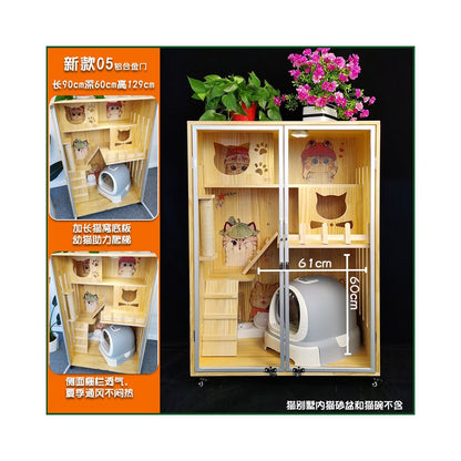 【Cat Queen 貓后】實木雙層貓別墅｜戶外防水漆多層貓屋，可客製化豪華貓籠（室內外通用貓別墅、高品質木製貓窩，多貓家庭首選空間）