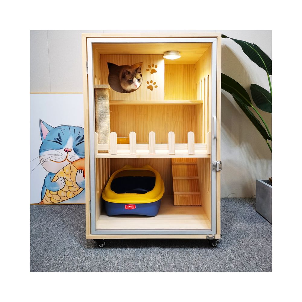 【Cat Queen 貓后】實木雙層貓別墅｜戶外防水漆多層貓屋，可客製化豪華貓籠（室內外通用貓別墅、高品質木製貓窩，多貓家庭首選空間）