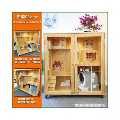 【Cat Queen 貓后】實木雙層貓別墅｜戶外防水漆多層貓屋，可客製化豪華貓籠（室內外通用貓別墅、高品質木製貓窩，多貓家庭首選空間）