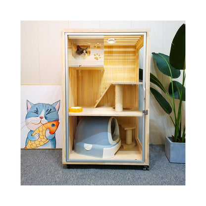 【Cat Queen 貓后】實木雙層貓別墅｜戶外防水漆多層貓屋，可客製化豪華貓籠（室內外通用貓別墅、高品質木製貓窩，多貓家庭首選空間）