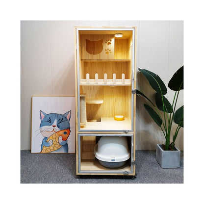 【Cat Queen 貓后】實木雙層貓別墅｜戶外防水漆多層貓屋，可客製化豪華貓籠（室內外通用貓別墅、高品質木製貓窩，多貓家庭首選空間）