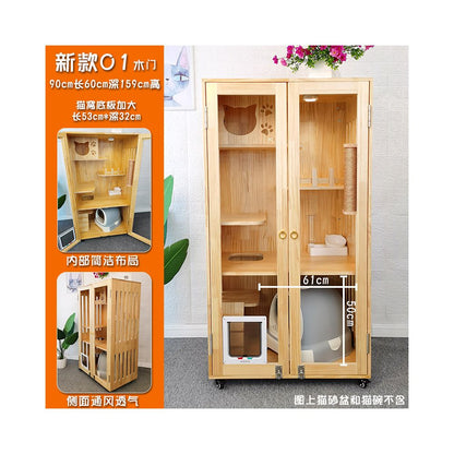 【Cat Queen 貓后】實木雙層貓別墅｜戶外防水漆多層貓屋，可客製化豪華貓籠（室內外通用貓別墅、高品質木製貓窩，多貓家庭首選空間）