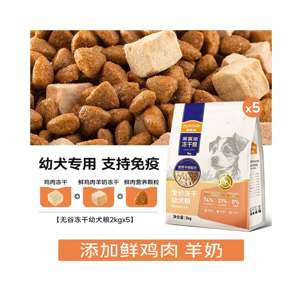 【麥富迪 Maifudi】牛肉羊奶凍乾狗糧 2kg｜全價營養配方，泰迪柯基金毛全齡通用（溫和滋補、幼犬成犬適用，去淚痕低敏狗糧，高品質凍乾雙拼糧）