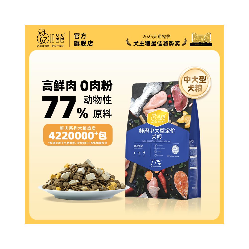 【汪爸爸 Papa Wang 官方】無穀鮮肉凍乾狗糧｜低敏無穀配方，全齡幼犬成犬通用（泰迪/柯基/比熊/貴賓專用糧，豐富凍乾添加，高品質全價鮮肉犬糧，旗艦店正品）