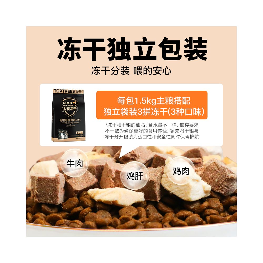 Toptrees Gold Pack Fresh Meat Dog Food for Puppies Universal Beauty Hair Formula Dog Food Dry Food 1 5kg image 4
