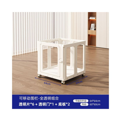 【2026 全景系列】全透明室內寵物圍欄別墅｜中小型犬專用移動式隱形狗籠 - 吉安寵物用品