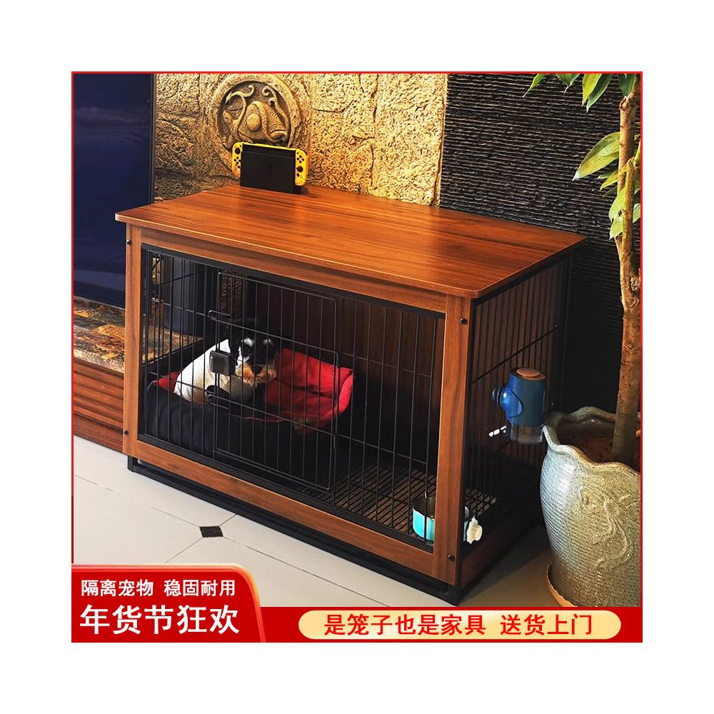 【2026 實木旗艦款】室內多功能寵物別墅｜自帶廁所分區隔離籠 - 吉安寵物用品