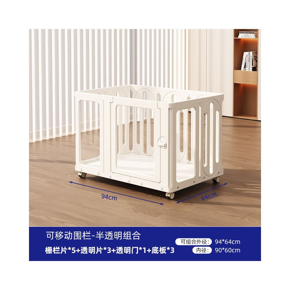 【2026 全景系列】全透明室內寵物圍欄別墅｜中小型犬專用移動式隱形狗籠 - 吉安寵物用品