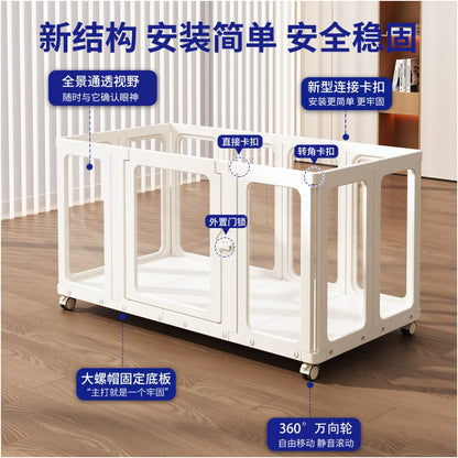 【2026 全景系列】全透明室內寵物圍欄別墅｜中小型犬專用移動式隱形狗籠 - 吉安寵物用品