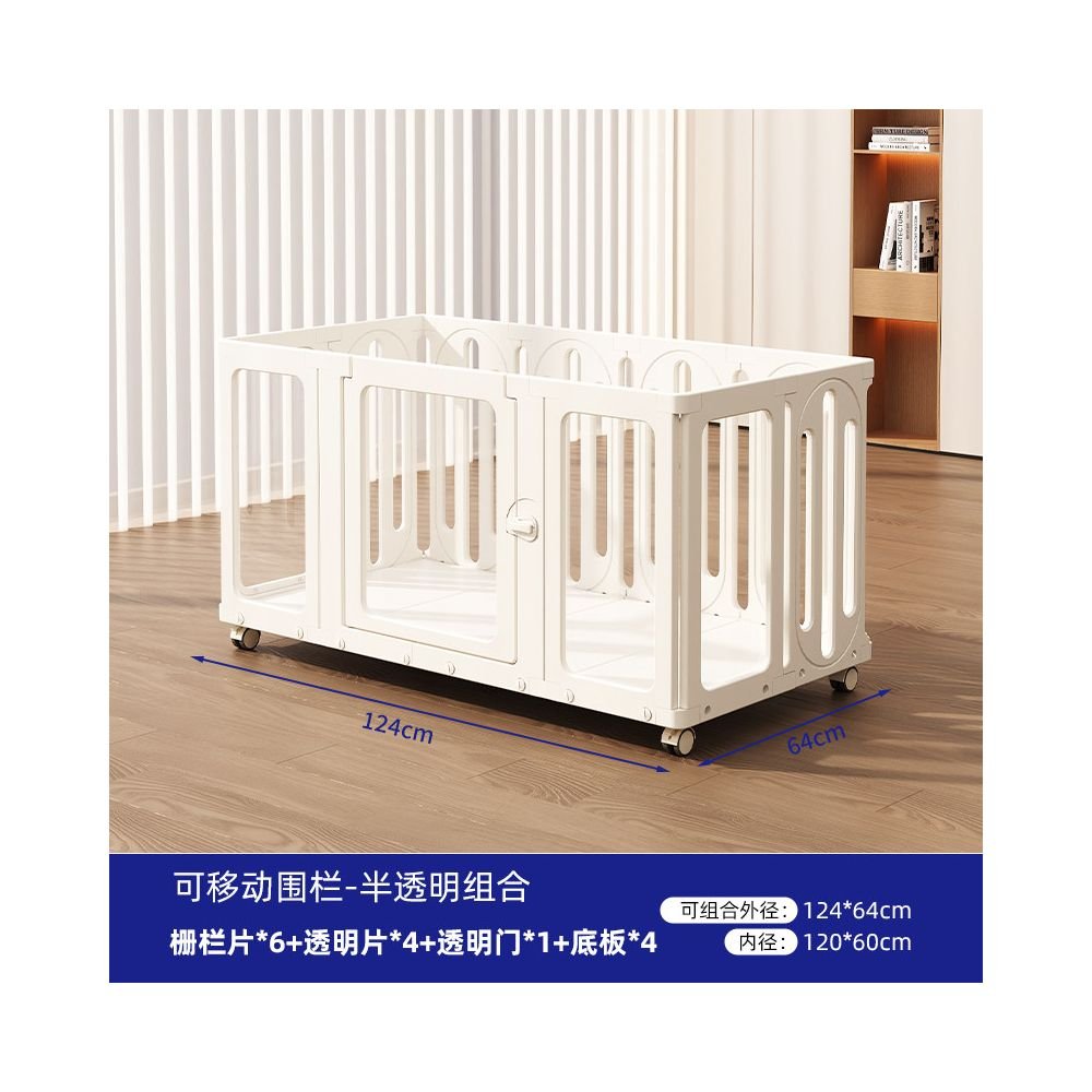 【2026 全景系列】全透明室內寵物圍欄別墅｜中小型犬專用移動式隱形狗籠 - 吉安寵物用品