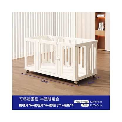 【2026 全景系列】全透明室內寵物圍欄別墅｜中小型犬專用移動式隱形狗籠 - 吉安寵物用品