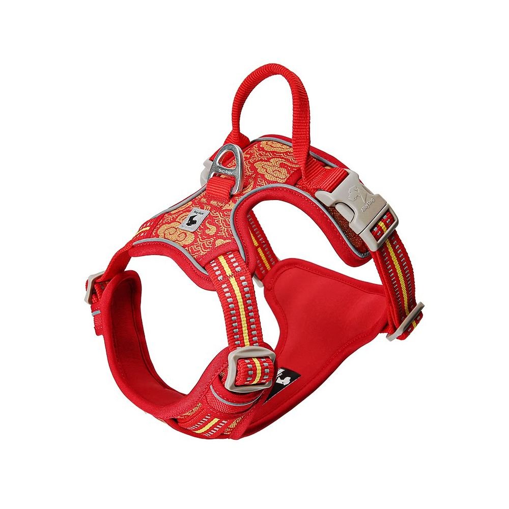 【2026 新年限定】狗狗開運紅工字胸背帶｜全包裹防掙脫背心式牽引繩 - 吉安寵物用品