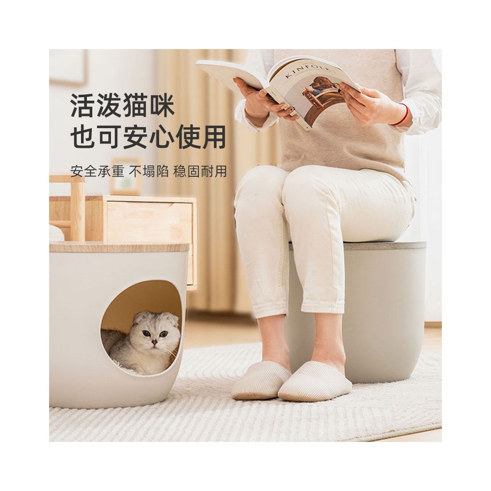 【Alice 愛麗絲官方】二合一創意貓窩穿鞋凳｜日系簡約家居風寵物床 - 吉安寵物用品