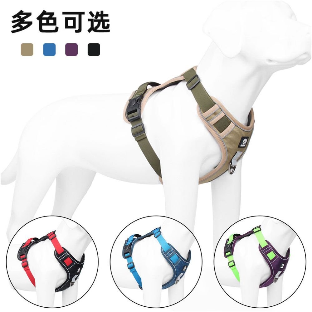 【葵葵熊戶外健行版】金毛/拉布拉多專用背心式胸背帶｜自帶側邊收納袋 (Baby Bag) 牽引組 - 吉安寵物用品