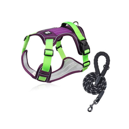 【葵葵熊戶外健行版】金毛/拉布拉多專用背心式胸背帶｜自帶側邊收納袋 (Baby Bag) 牽引組 - 吉安寵物用品