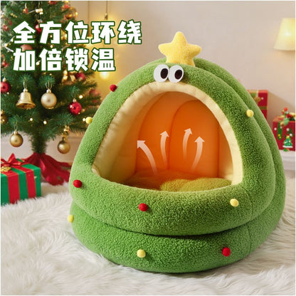 Christmas Cat Nest Winter Warmth Semi Enclosed Security Cat Sleeper Nest Four Seasons Universal Large Size Winter Dog Nest - 吉安宠物用品