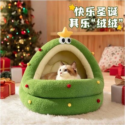 Christmas Cat Nest Winter Warmth Semi Enclosed Security Cat Sleeper Nest Four Seasons Universal Large Size Winter Dog Nest - 吉安宠物用品