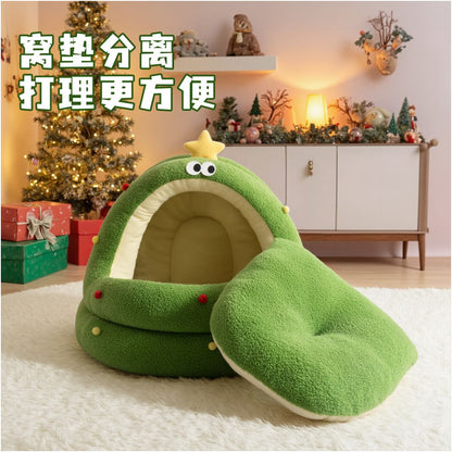 Christmas Cat Nest Winter Warmth Semi Enclosed Security Cat Sleeper Nest Four Seasons Universal Large Size Winter Dog Nest - 吉安宠物用品