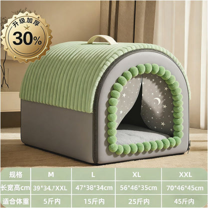 Dog house thick and warm in winter large dog house golden fur dog house removable and washable dog sleeping house universal pet for all seasons - 吉安宠物用品