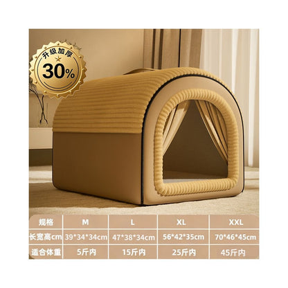 Dog house thick and warm in winter large dog house golden fur dog house removable and washable dog sleeping house universal pet for all seasons - 吉安宠物用品
