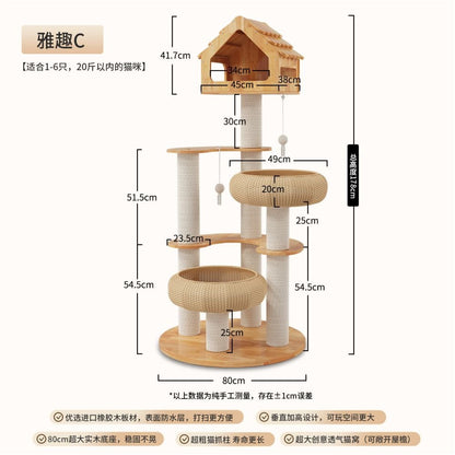 【喵讚 Meow Zan】旗艦實木貓跳台｜大貓專用全景太空艙，一體式劍麻貓抓柱別墅，奢華小戶型不佔空間貓樹，加固耐磨貓咪垂直樂園 - 吉安宠物用品