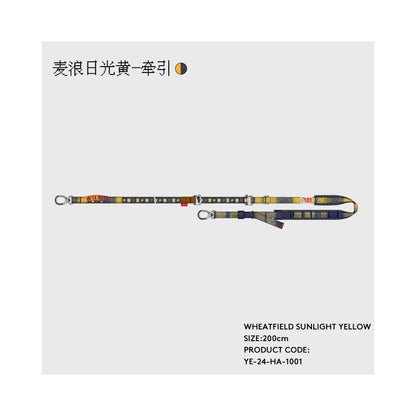 【Momo 原創設計】茶系椰椰系列撞色胸背帶｜多點可調節寵物牽引組 - 吉安寵物用品