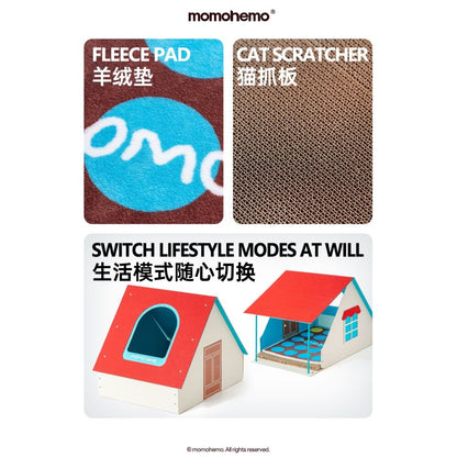 【預售限定】Momoemo 紅屋寵物豪宅｜美式露營風開放式貓狗屋 - 吉安寵物用品